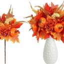 Fall Decor, 4PCS Artificial Autumn Pumpkin Berry Flower Maple Plant Stems Picks Vase Decorations, for Home Harvest Holiday Halloween Thanksgiving Table Indoor Decor