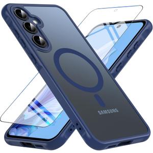 BESINPO Magnetic Case Compatible with Gabb Phone 4 Pro,Military Grade Shockproof with Tempered Glass Screen Protector Translucent Matte Protective Case Cover for Boys Girls-NavyBlue