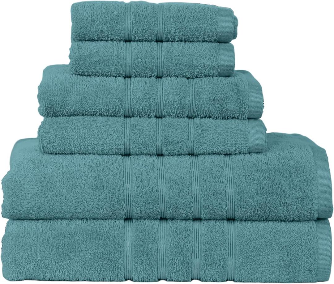 Martex 6-Piece Towel Set  Ultimate Performance  100% Cotton  2 Bath Towels  2 Hand Towels  2 Wash Cloths  Versatile  Low-Linting  Supersoft & Absorbent Bathroom Set  Easy Care  Larkspur Teal