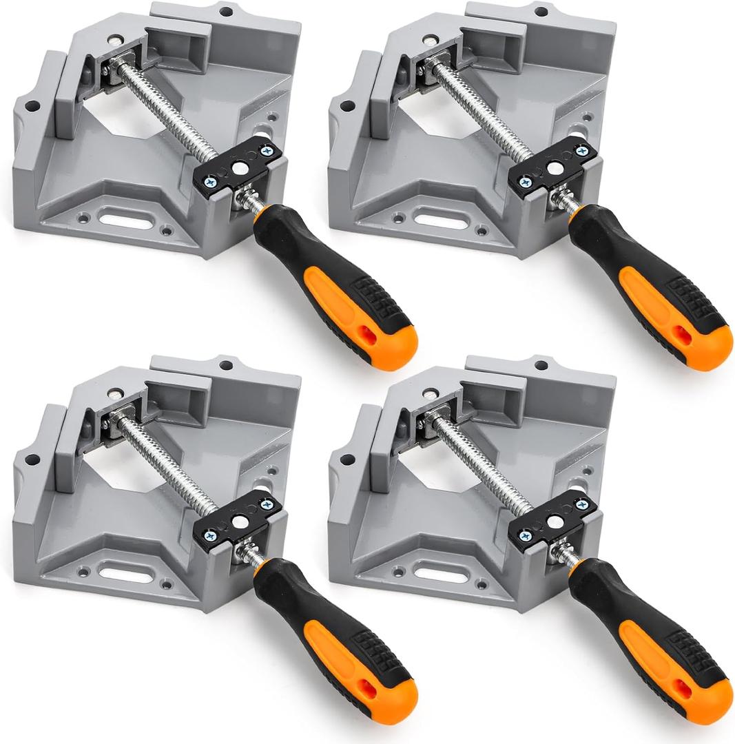 Kingrol 4 Pack 90 degree Corner Clamps, Woodworking Clamp with Adjustable Aluminum Alloy Swing Jaw, Single Handle Wood Clamps for Photo Framing, Welding, DIY Projects