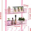 Coat Rack, Over The Door Hanger with Mesh Basket, Detachable Storage Shelf for Towels, Hats, Handbags, Coats (Pink-2 Baskets)