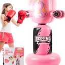 Punching Bag for Kids,New Upgraded 360Rotating Kids Punching Bag,Inflatable Boxing Bag Toy for Boys Girls, Christmas Birthday Gift for Kids Age 3-12 (48", Pink)