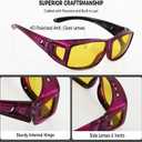 Night Driving Glasses for Men Women Fit Over Sunglasses Anti Glare Polarized HD Night Vision Glasses (A12 Transparent Red Frame/ Night Vision Lens)