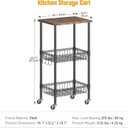 Homeiju Rolling Kitchen Storage Cart, 3-Tier Storage Rack on Caster Wheels with Adjustable 2 Baskets, Coffee Station Cart Rack Shelf Organizer for Living Room Office, Balcony, Rustic Brown/Black
