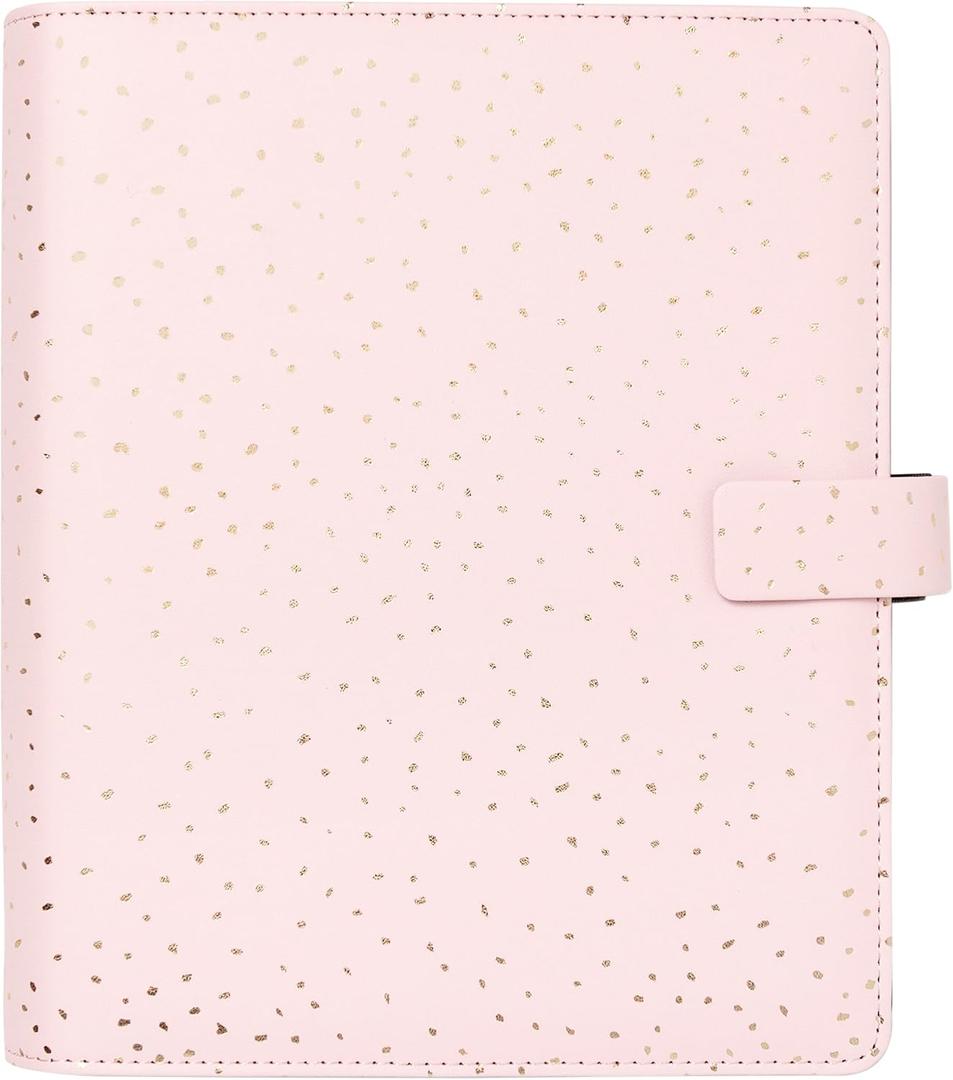 Filofax Confetti Organizer, A5 Size, Rose Quartz - Leather-Look, Gold Foil Accents, Six Rings, Week-to-View Insert, Multilingual (C028736)