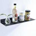 Black Metal Wall Mounted Floating Shelves Ledge,Space Saving Rustproof Aluminum Bathroom Shelf Wall Mount Shelving Extra Strong Floating Shelves Storage Rack(30CM,Pack of 1pcs)