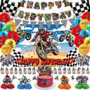 94PCS Dirt Bike Birthday Party Decorations Dirtbike Motocross Party Supplies Includes Banner Backdrop Balloons Cake & Cupcake Toppers Stickers Centerpieces