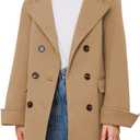 Girls Coat Double Breasted Notched Collar Wool Blend Long Trench Coat Winter Warm Peacoat Dress Coat with Pockets (3-4T, Khaki)