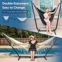SUNCREAT 2-in-1 Convertible Portable Double Hammock with Stand Included, Outdoor Hammock and Stand, Patented, Natural Tassel