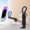 PROfezzion Magnetic Airplane Phone Holder for MagSafe iPhone 17, 16, 15, 14, 13, 12 & All Phones, Handsfree Plane Phone Mount for Seat Tray Table, Travel Essentials Must Have Accessories for Flying, Black 