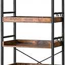 HCHQHS Adjustable 6 Tier Open Bookcase, Rustic Farmhouse Book Shelves, Industrial Wood and Black Metal Bookshelves, Mid Century Bookcase for Home Office Living Room Bedroom