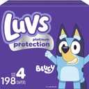 Luvs Size 4 Baby Diapers, Platinum Protection Bluey Diapers for Day & Night, Size 4, 198 Count 