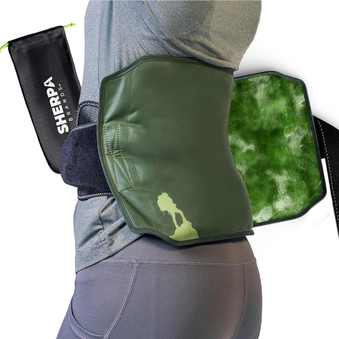 Large Ice Packs for Injuries Reusable Wrap with Straps - Soft Gel Hot and Cold Packs for Injuries, Hip, Shoulder, Back Pain Relief - 12" x 15" - Green, Size Large