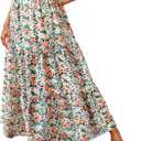 KIRUNDO Women's 2025 Fall High Waist Boho Floral Maxi Skirt Trendy Casual Flowy Swing Pleated A Line Beach Long Skirts, S