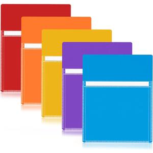 Magnetic Pocket 5 Pack  Self-Adhesive Magnetic Storage Pouch for Documents, Notes & Tools, Strong Magnet Backing for Fridge, Whiteboards, and Metal Surfaces (Assorted Colors 5Pcs)