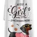 Miss Adola Dog Funny Kitchen Towels - 15x28 Inch Decorative Waffle Microfiber Dish Cloths Cute Absorbent Reusable Hand Tea Towels with Hanging Loop Dachshund Gift for Dog Lovers