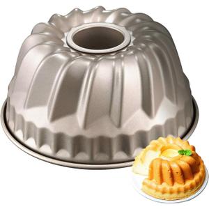 7 Inch Nonstick Bundt Cake Pan for 6 Quart Instant Pot, Heavy-Duty Fluted Tube Pan, Champagne Gold Kugelhopf Mold for Oven