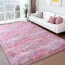 Shag Rugs for Living Room 8x10, Ultra Soft Abstract Pink Big Fuzzy Rugs for Bedroom, 8 x 10 Fluffy Shaggy Plush Carpet Girls Kids Room Dorm Upgrade Non-Slip