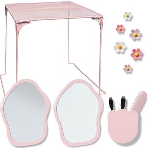 KEYDUACU 13 pcs Girls Locker Accessories, Locker Decorations Including Mirrors, whiteboards, Magnets and organizing Supplies. Ideal for Back-to-School Essentials and The Office (13 pcs-Pink)