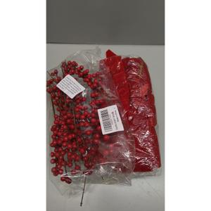 12 Pack Artificial Red Berry Stems Branches, Fake Burgundy Berry Picks Holly Berries for Christmas Tree Xmas Valenintes Wreath Decorations Floral Arrangements Home Holiday DIY Crafts Decor