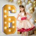 3FT/36 Inch Light Up Marquee Number 0-9, White Frame KT Board Plug-in KT Board With Bracket Warm LED Party Decorative Light Decoration For Birthday Party Anniversary (NUMBER 6)