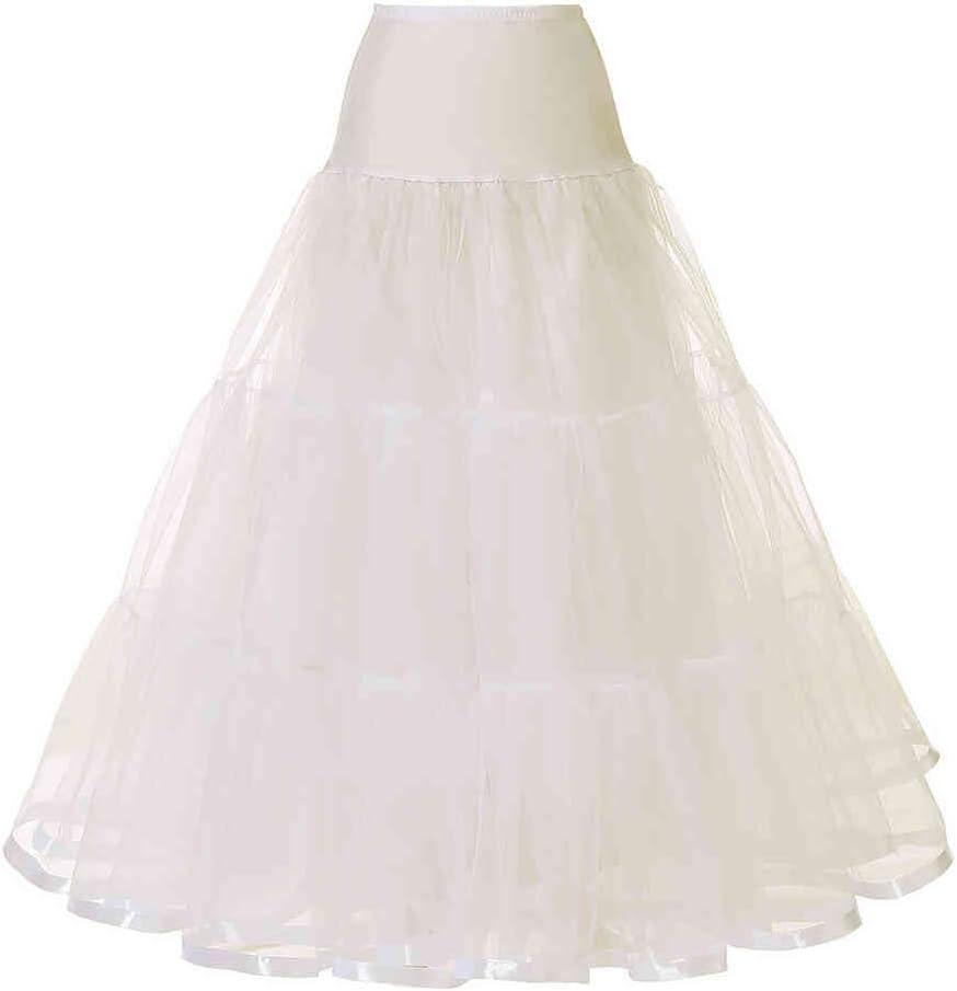 Women's Ankle Length Petticoats Long Plus Size Wedding Slips Crinoline Underskirt for Prom Evening Wedding Dress (White), Small