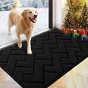 hicorfe Indoor Doormat,Front Back Door Mat Rubber Backing Non Slip Door Mats 24"x35" Absorbent Resist Dirt Entrance Doormat Inside Floor Mats for Entryway Washable Low-Profile(Black)