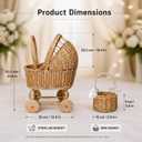 21.85-Inch Wicker Baby Carriage, 6-Piece Flower Basket Display Set