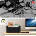 Black Pen Holder for Desk with Adjustable Bamboo Dividers, 5-Slot Wooden Pencil Holder for Desk, Small Remote Control Holder Office Supply Organizer for Bills, Mails, Makeup Brushes