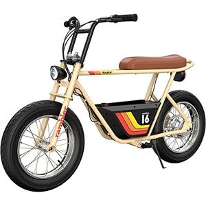 Razor Rambler 16 – 36V Electric Minibike with Retro Style, Up to 15.5 MPH, Up to 11.5 Miles Range, Wide, Rugged 16" Air-Filled Tires, Powerful 350 Watt Hub-Driven Motor , Tan