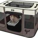 Paw Ballet Foldable Pet Kitten Playpen, Upgrade Waterproof Portable Cat Dog Playpen Kennel Tent for Small Dog Cat, Retractable Shade Cover, Indoor Outdoor Use for Small Pet.