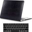 DTangLsm for Crocodile MacBook Pro 13 inch Case 2026 2025-2016 M2 M1 A2338 A2289 A2251 A2159 A1989 A1706 A1708, Alligator Skin Snakeskin PU Leather Hard Shell Cover for Mac Pro 13+Keyboard Skin, Black