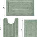 Bathroom Rugs Sets 3 Piece, with 20" x 28" U-Shaped Toilet Rug, Ultra Water Absorbent and Super Soft, Non-Slip, Microfiber Shaggy Plush Bath Mats for Bathroom, Tub, Kitchen (Sage Green)