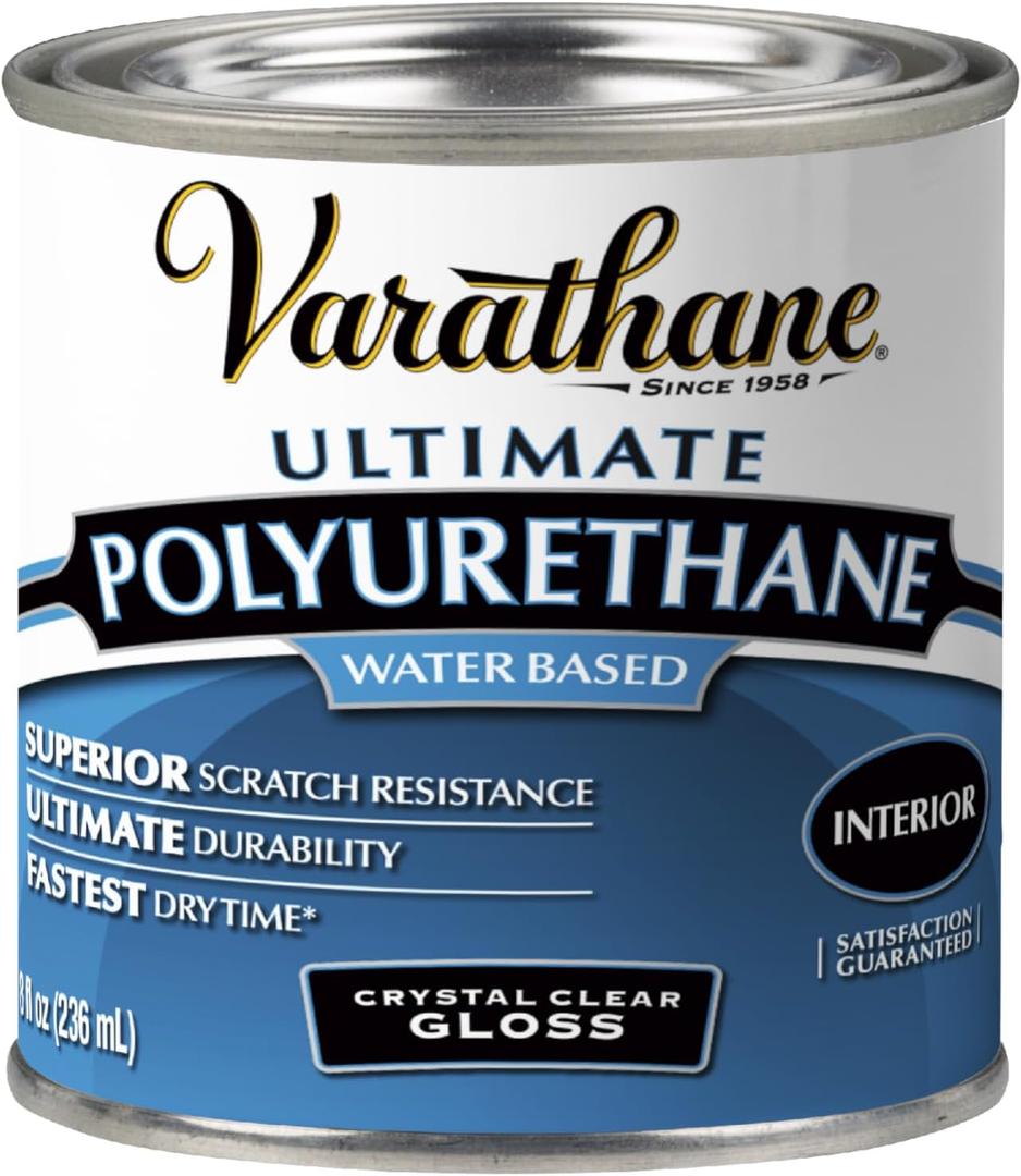 Varathane Water-Based Crystal-Clear Ultimate Polyurethane | Interior Wood Protection | Fast Dry Time | Easy Clean Up | Gloss | Half Pint (0.25 Quart (Pack of 1))