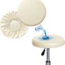 Shukii Stool Covers - 2 Pack PU Slipcover with Elastic Cushion for Round Bar Stool and Chair (XL (16"-18") 2 Counts, Beige)