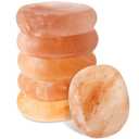 6 Pcs Flat Oval Massage Stone 3.5 x 1 x 2.6 Crystal Hand Carved Stone for Massages Therapy Himalayan Salt Massages Rocks Natural Pink Heated Warmer Stones for Spa Massage Salt and Sugar