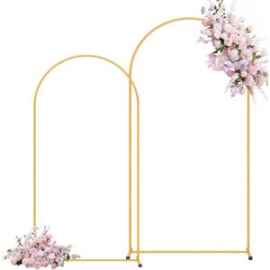 2 Pack Metal Arch Backdrop Stand (7.2FT/6FT), Backdrop Arch Stand, Decoration Wedding Arch Stand, Gold Balloon Arch Stand for Party Backdrop