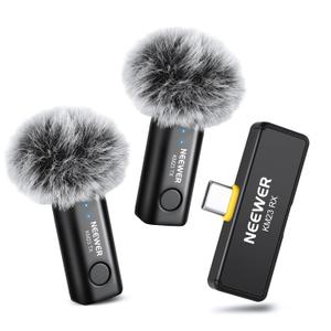 NEEWER Wireless Lavalier Microphone for iPhone Android Tablet PC Laptop 131ft/40m Range Noise Cancellation Omnidirectional Mic for Vlogging Live Streaming (1x RX + 2x TX), KM23