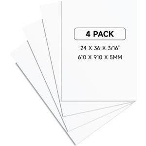24x36" White Poster Board 4 Pack, 5MM Thick Foam Core Board, Large Lightweight Foam Board for Projects, Display Boards for Crafts, Paintings Prints, Art, Display, Presentation