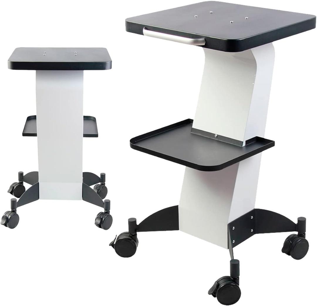 BRUN Beauty Trolley Salon Rolling Cart  A White Color Moveable Esthetician Machine Cart with Additional Tray, Wheels, and Stand  Mobile cart of Aluminum Alloy for Spa and Salon