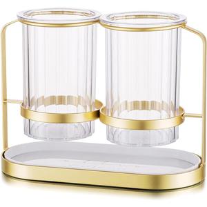 Utensils Silverware Holder with Metal Bracket, Cutlery Caddy, Flatware Spoon Fork Knife Tabletop Organizer for Party Kitchen Dining Room - Gold