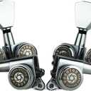 Guitar Locking Tuners (3R + 3L) - 1:18 Gear Ratio Lock String Tuning Key Pegs Machine Heads with Tulip Shaped Knob Replacement Guitar Accessories (E-104SP, Chrome)