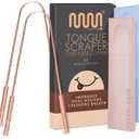 MasterMedi Tongue Scraper with Case Easy to Use Tongue Scraper for Adults, Tongue Cleaner for Oral Care & Hygiene (Copper Set of 2 (with Travel Case))