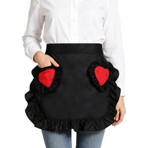 Women Waist Apron with 2 Love Pockets, Waitress Work Apron for Kitchen Restaurant Coffee Shop, Costume Apron