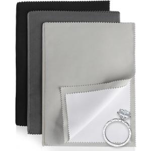 Phinus 3PCS Jewelry Cleaning Cloth, 10'' x 12'' Silver Polishing Cloth Jewelry, 100% Cotton Jewelry Cloth Polishing for Cleaning Gold, Diamonds, Platinum, Gemstones, Coins