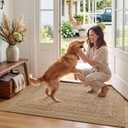 DEXI Jute Door Mat 36x60, Non Slip Doormat Indoor Entrance, Natural Beige