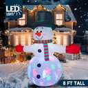 JOIEDOMI 8 FT Tall Christmas Inflatable Snowman Outdoor Decorations, Christmas Blow Up Snowman Yard Decorations with Colorful Projector LED Lights for Xmas Party Yard Outdoor Indoor Garden Lawn Dcor