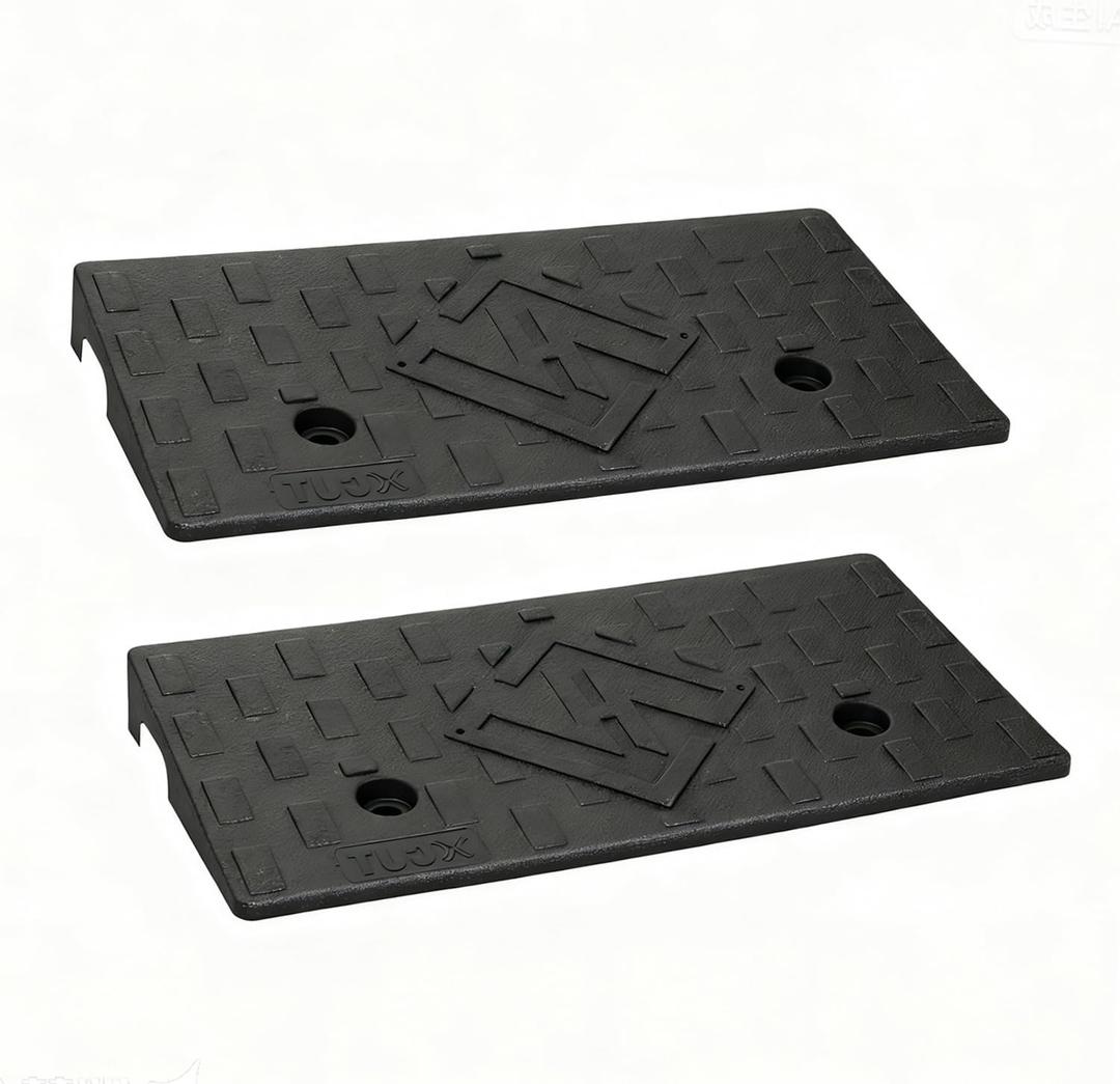 Rubber Curb Ramps for Driveway Sidewalks Shed Entry1.6 Inch Rise Height 2 Pack 19.68" L x 9.84" W Threshold Ramp for Cars Motorcycles Lawn Mowers 7000lbs Load Capacity