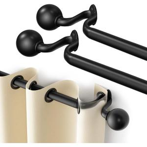 2Pack Curtain Rods for Windows 48 to 84 inch, 1inch Decorative Blackout Wrap Around Curtain Rod Set,Matte Black Splicing Heavy Duty Metal Curtain Rod with Brackets