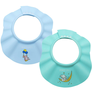Baby Shower Shampoo Cap 2Pcs Adjustable Safety Eva Bath Visor Accessories Waterproof Soft Hair Washing Guard Bathing Hat for Girls, Boys, Infants, Kids and Toddlers-blue/green